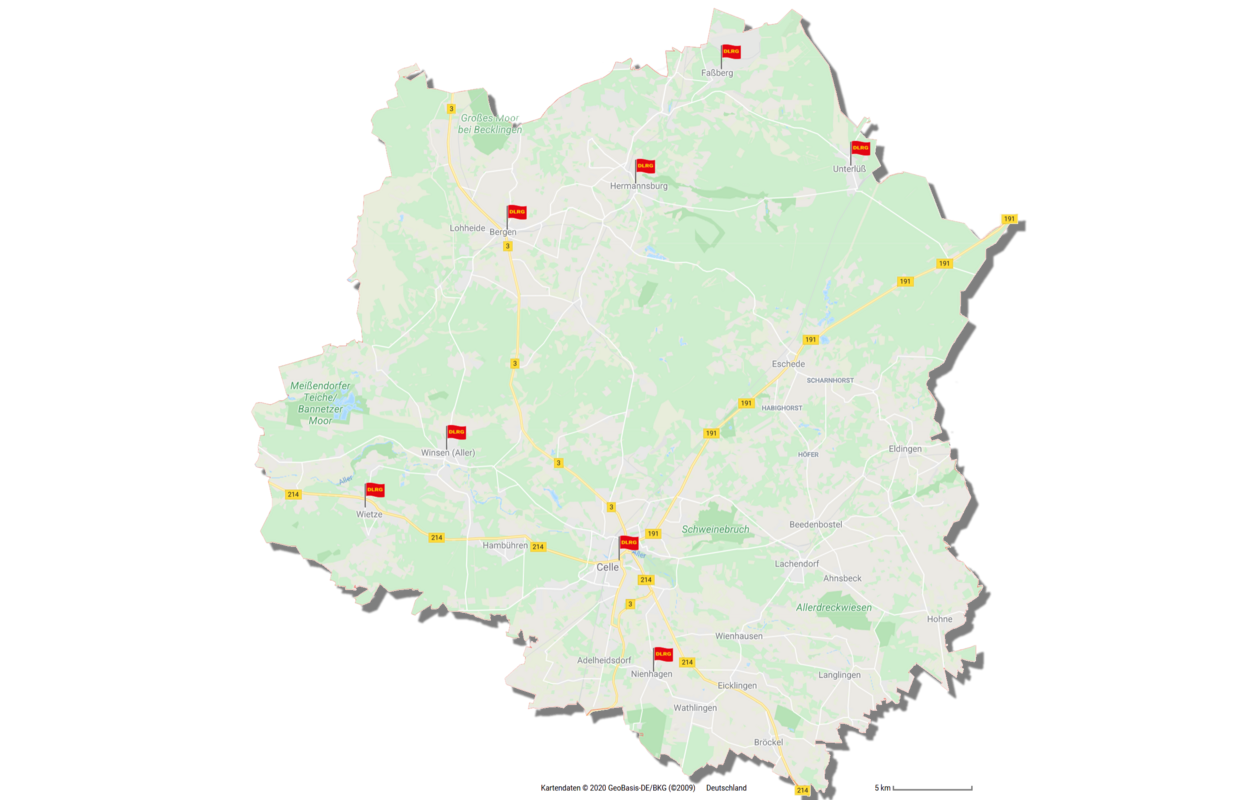 Karte DLRG Bezirk Celle